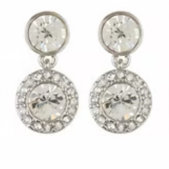 VtG Givenchy Pave Crystal Double Round Drop Earrings - Picture 1 of 5